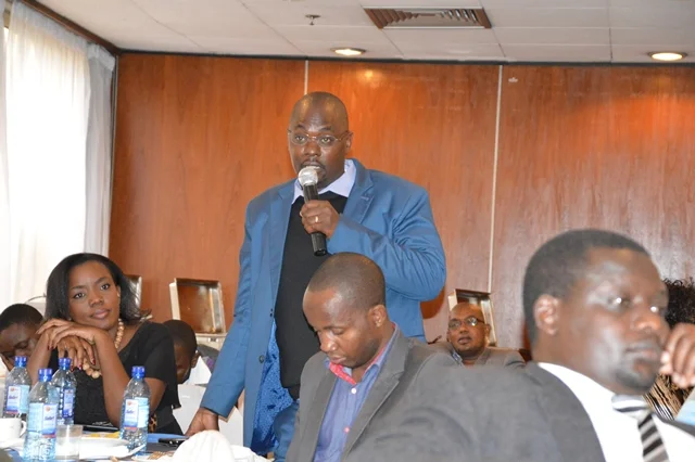 Davis Malombe, Deputy Executive Director, KHRC asks questions to the panelists and Freedom House representatives