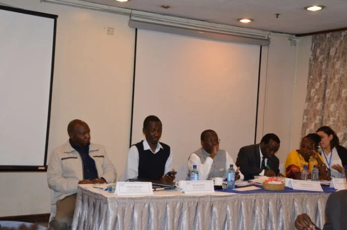 Panelists from left to right; George Kegoro, Kwame Owino, Dr.Willy Mutunga, John Tuta, Jedidah Wakonyo